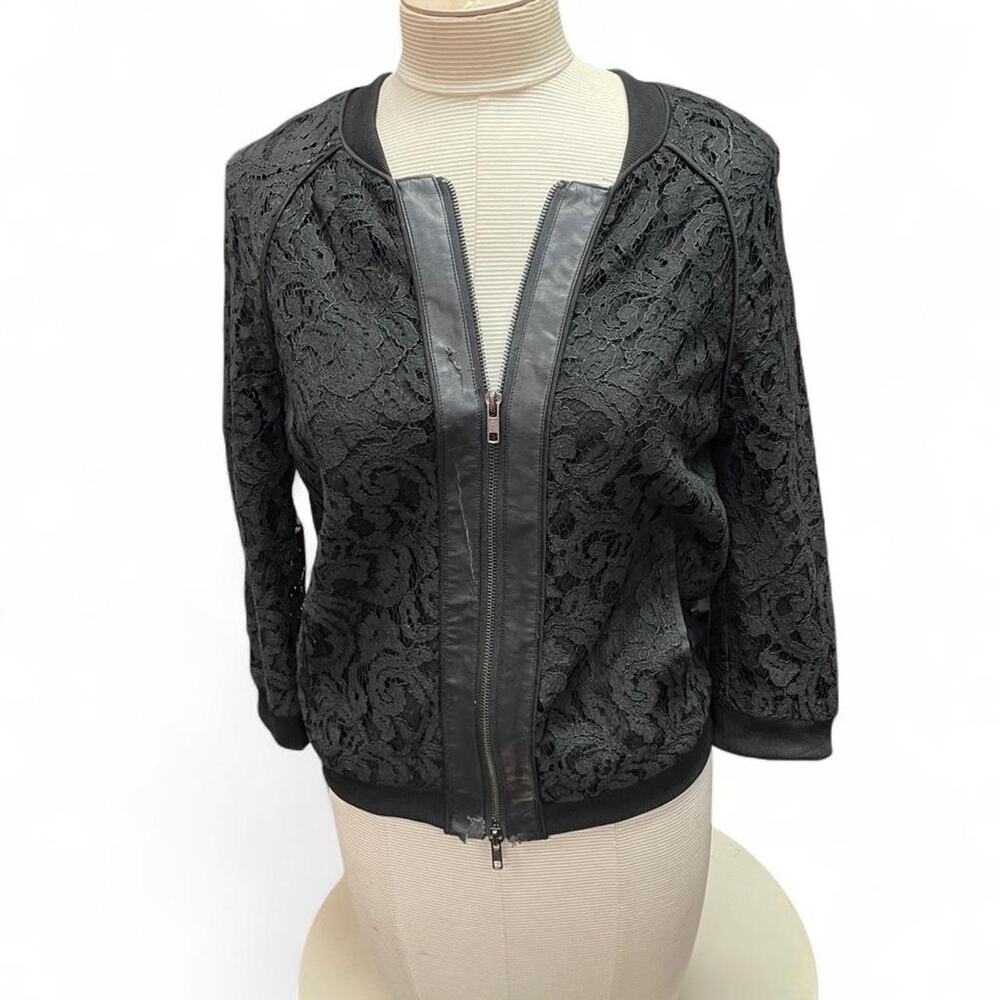 Black lace bomber jacket